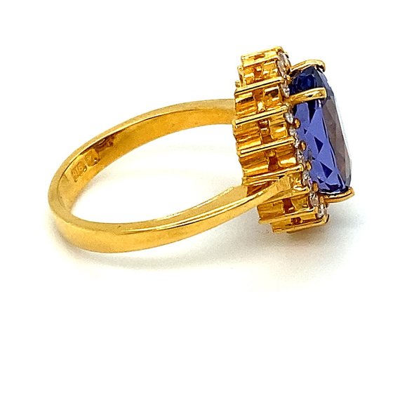 GIA Tanzanite 5.39ct Diamonds Solid 22K Gold Ring - Picture 3 of 10
